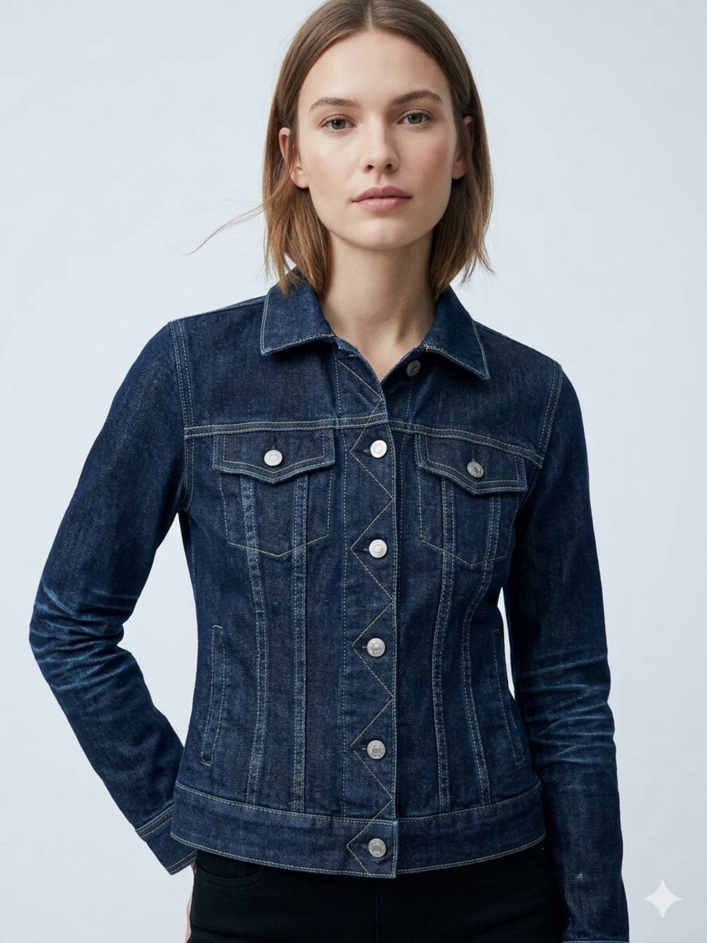 Vintage J.Crew Dark Wash Classic Denim Trucker Jacket S Capsule Wardrobe Y2K